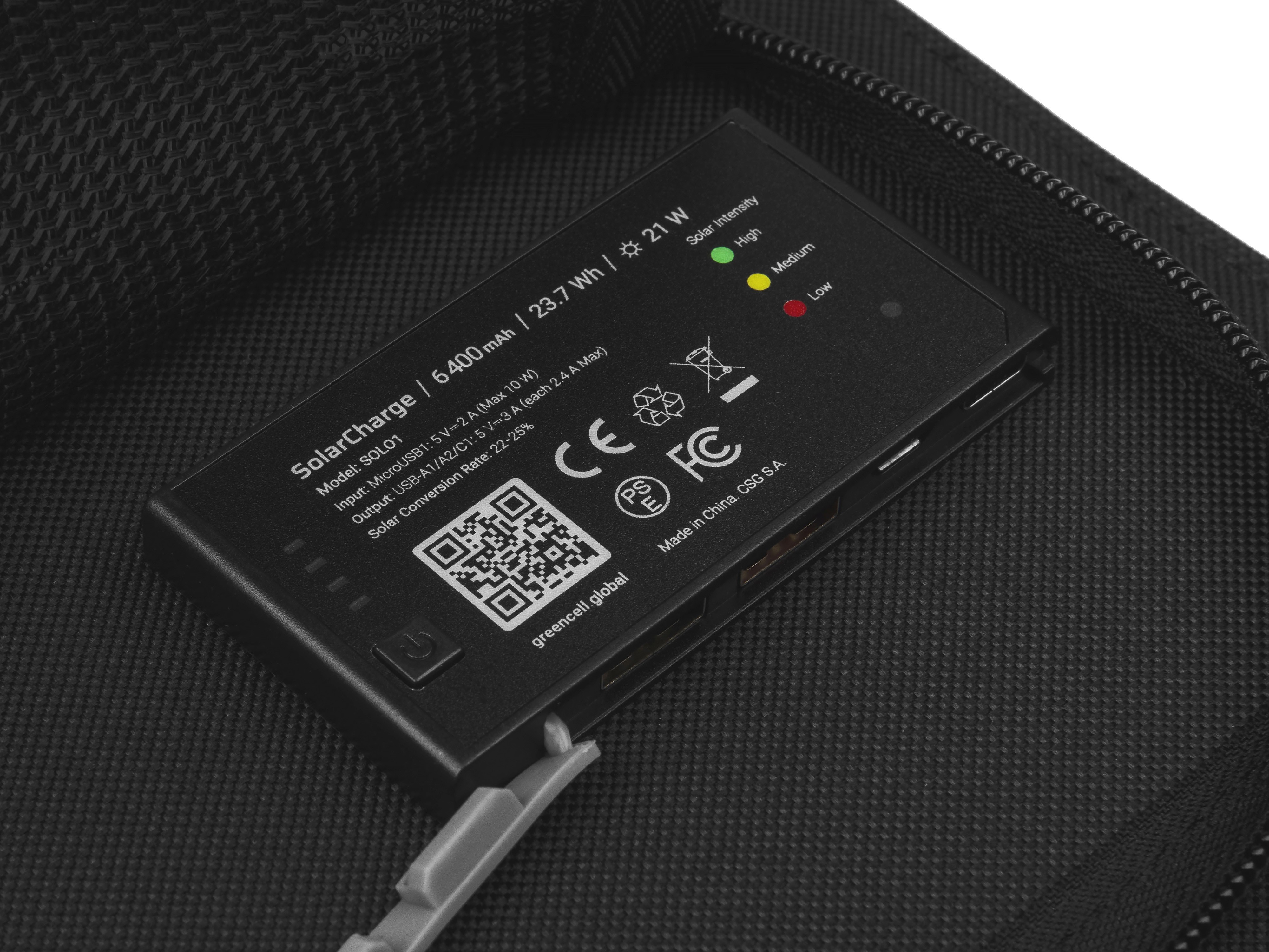 GC SolarCharge 21W oplader met 6400mAh powerbank functie