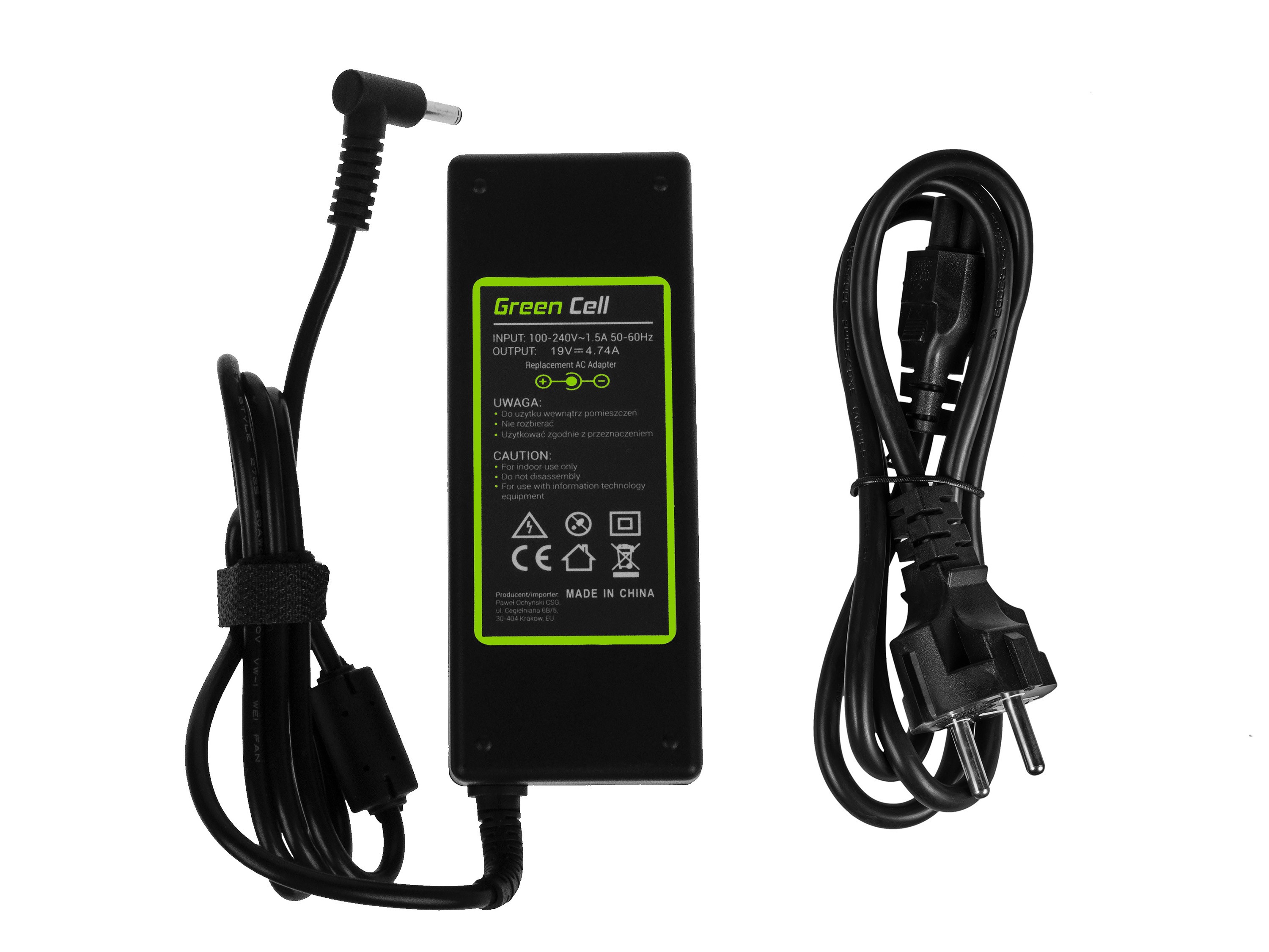 Oplader  AC Adapter voor Asus 90W / 19V 4.74A / 4.5mm - 3.0mm PIN