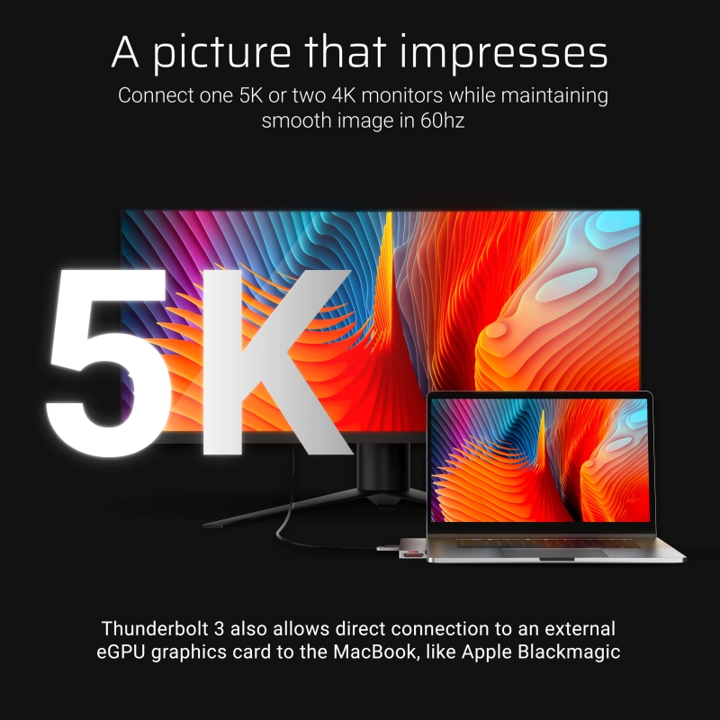 Adapter HUB Connect60 8in1 (Thunderbolt 3, USB-C, HDMI, 3x USB 3.0) voor Apple MacBook Air 2018, Pro 2016 en nieuwer thumbnail 6