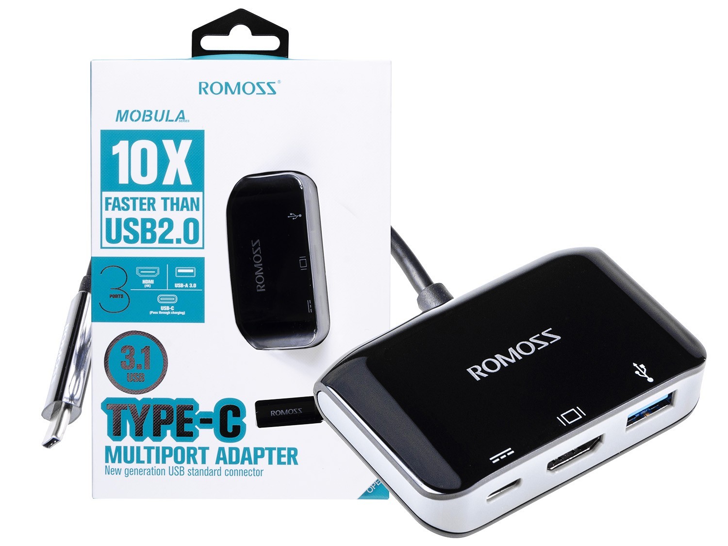 USB-C HUB Romoss HDMI 4K, USB-A 3.0, USB-C thumbnail 2