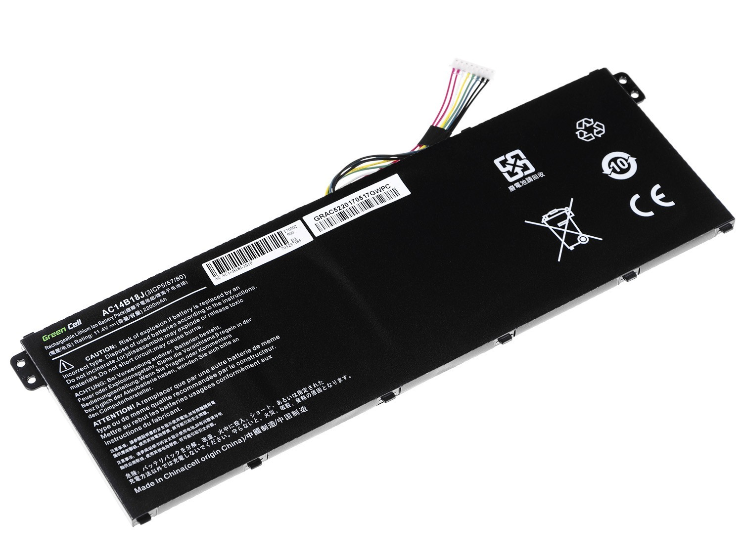 Batterij voor Acer Aspire E 11 ES1-111M ES1-131 E 15 ES1-512 / 11,4V 2200mAh