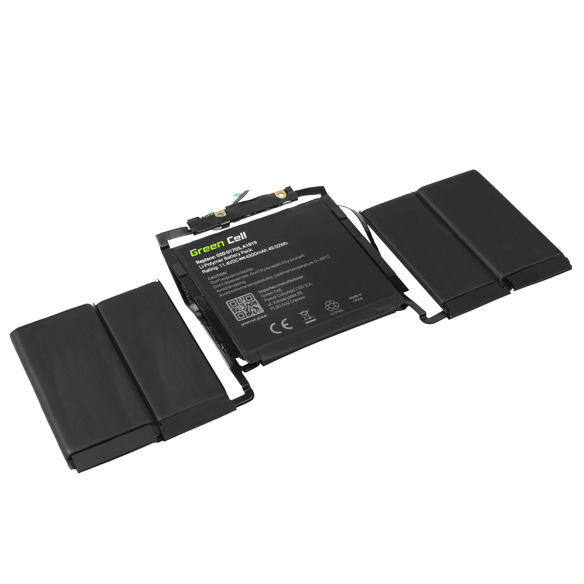 Groene cel batterij - MacBook Pro 13 MLH12LL/A, MPXV2LL/A - 49Wh