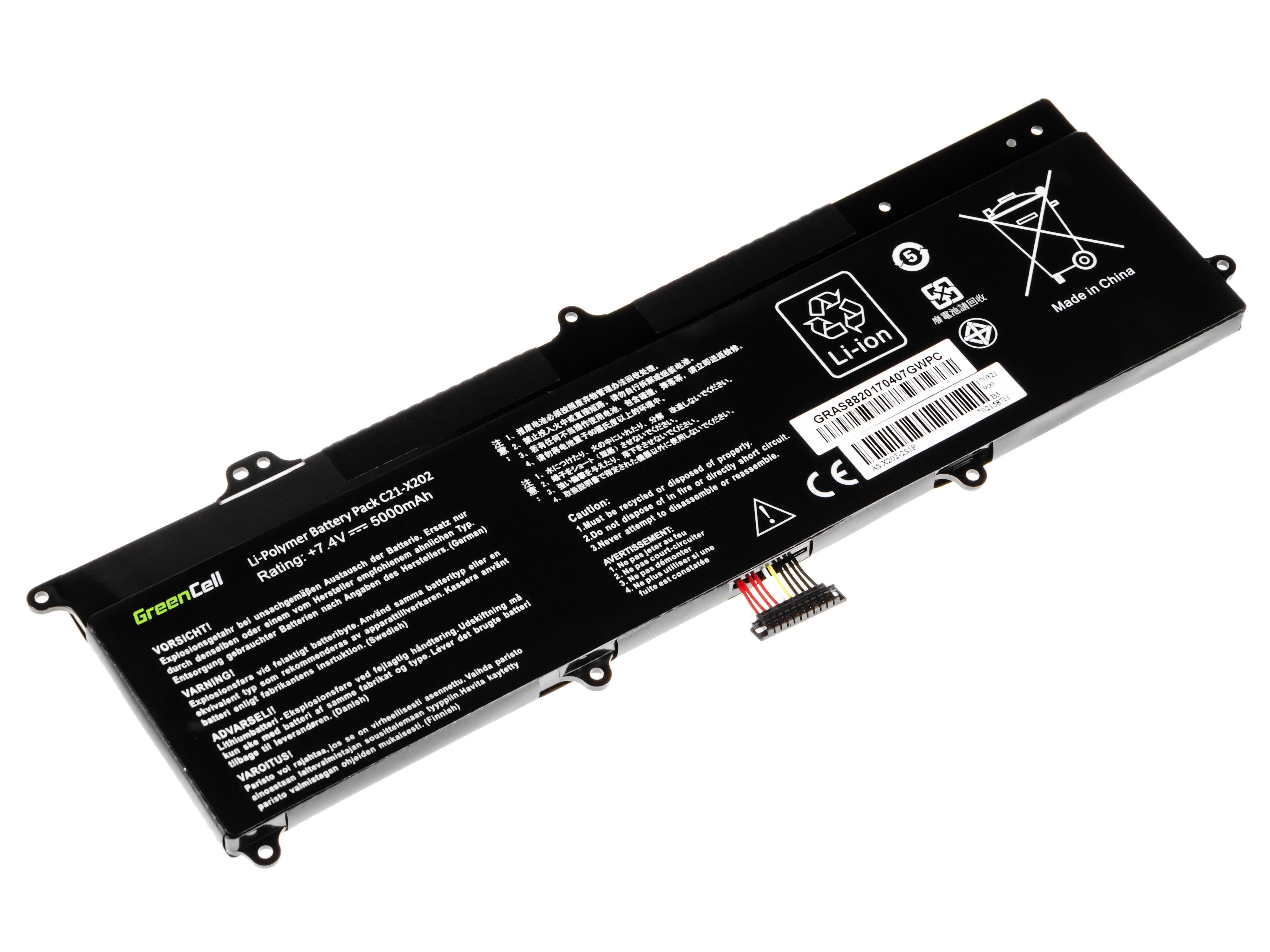 Batterij voor Asus VivoBook F202E Q200E S200E X202E / 7,4V 5000mAh