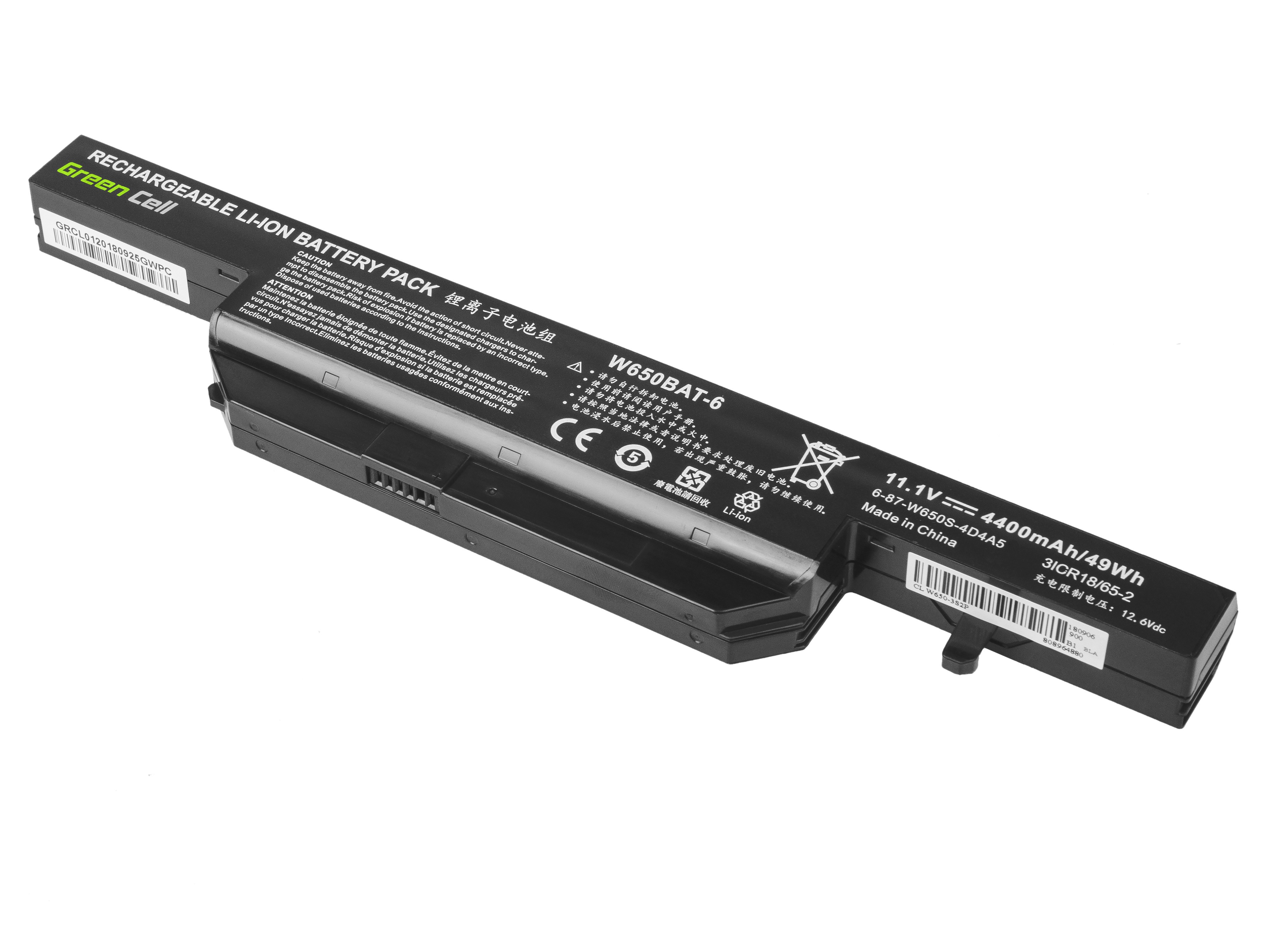 Batterij voor Clevo W650 W670 / 11,1V 4000mAh