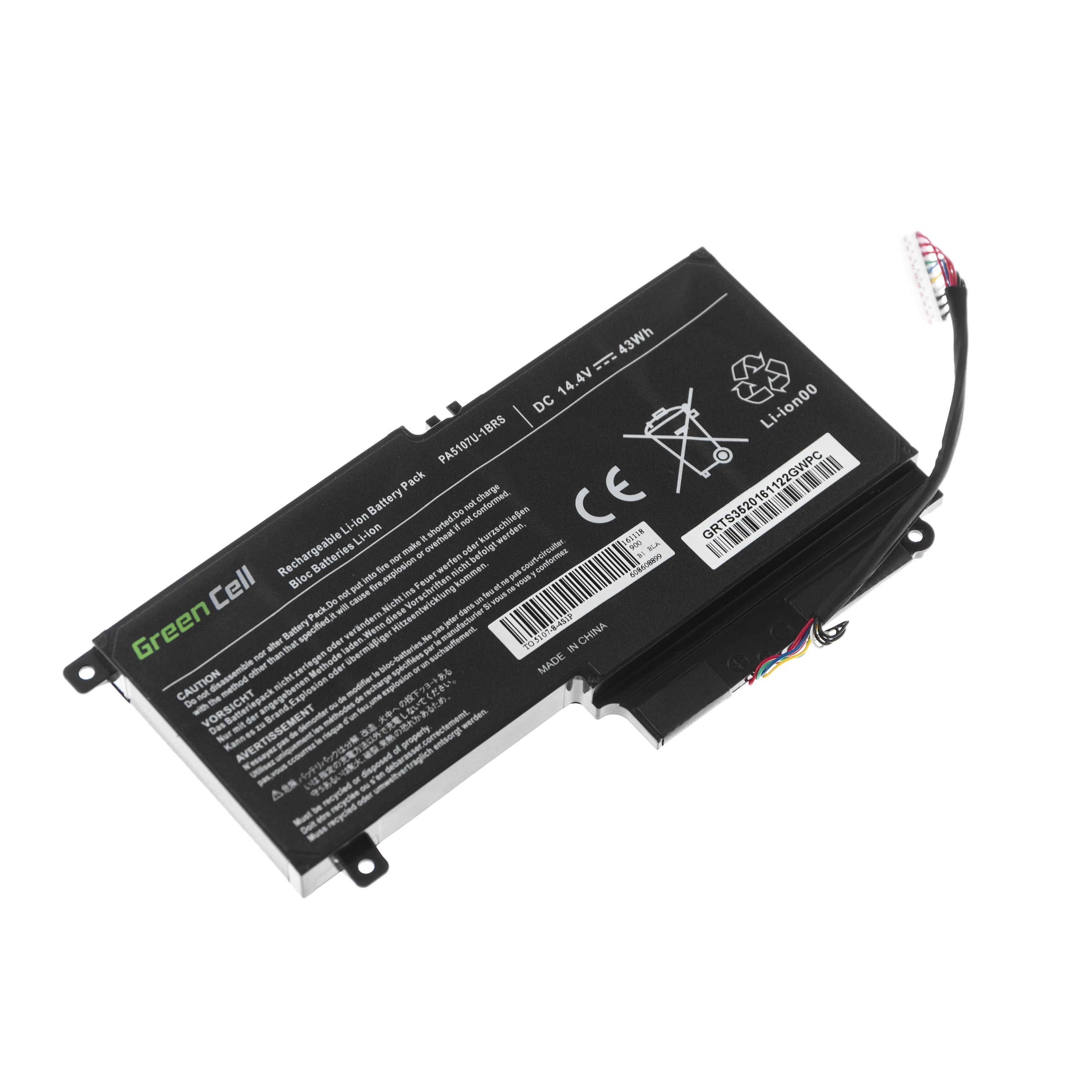 Batterij voor Toshiba Satellite L50-A L50-A-19N L50-A-1EK L50-A-1F8 L50D-A P50-A S50-A / 14,4V 2838mAh