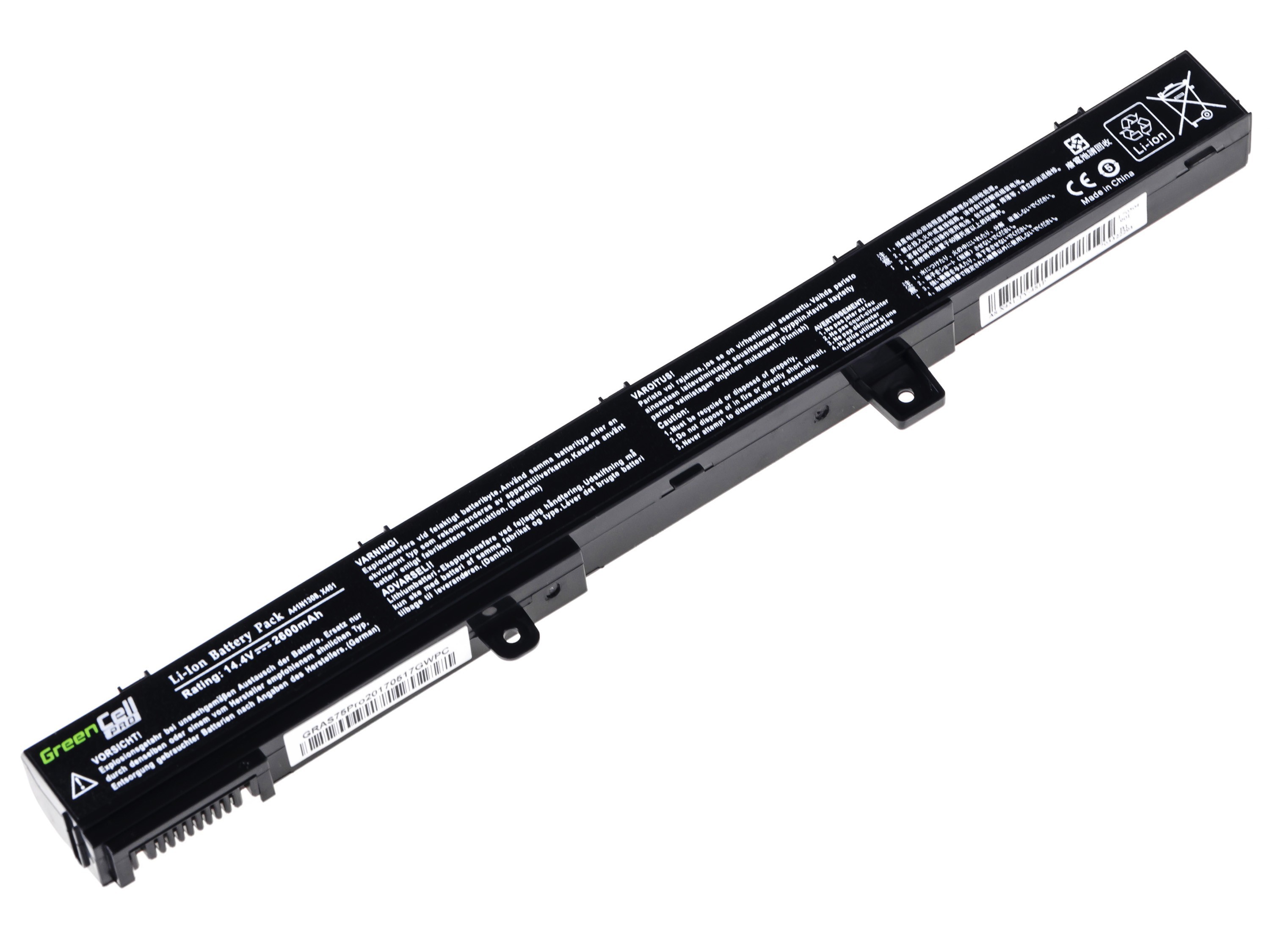 PRO Batterij voor Asus R508 R556 R509 X551 / 14,4V 2600mAh