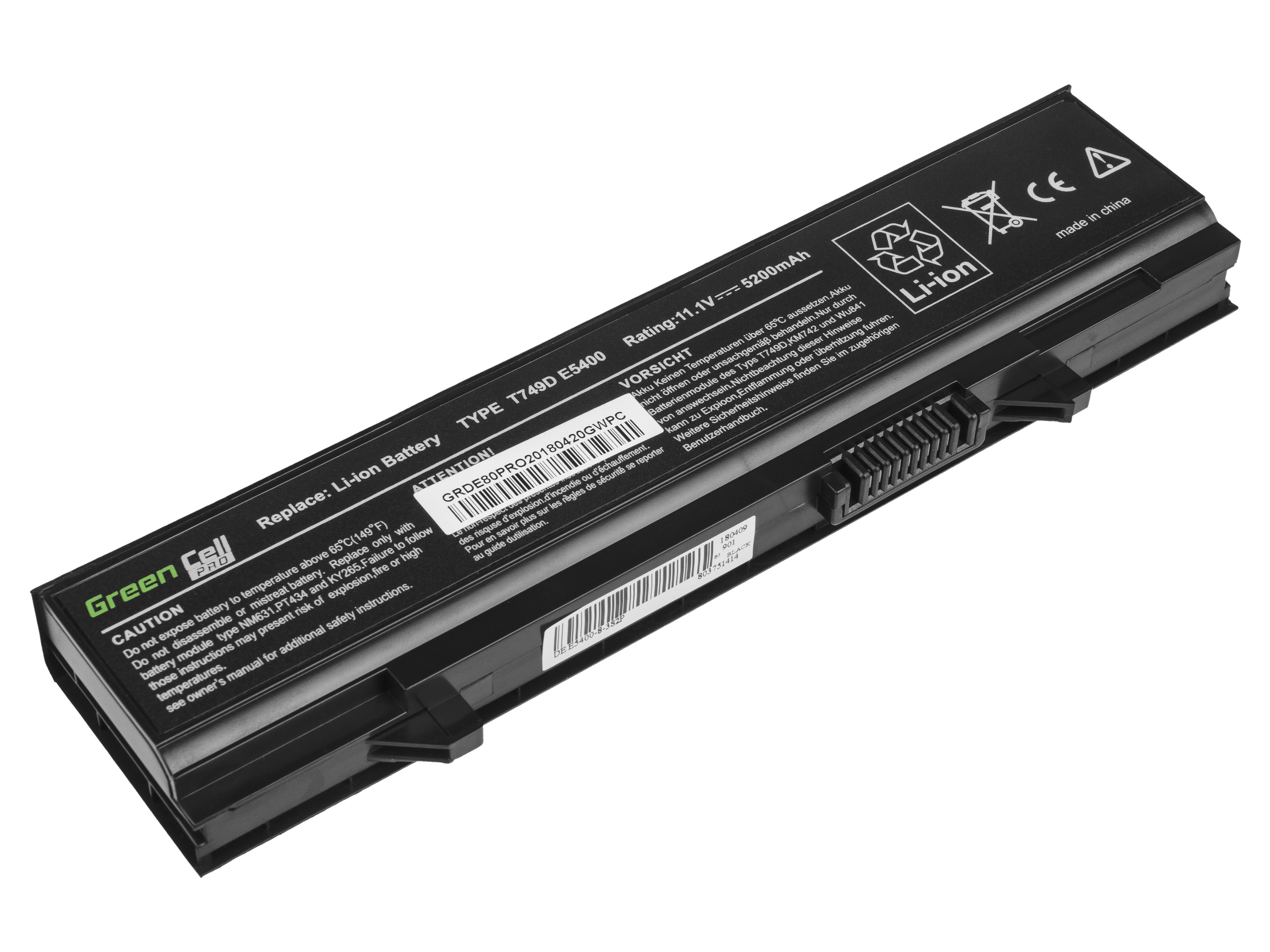 PRO Batterij voor Dell Latitude E5400 E5410 E5500 E5510 / 11,1V 5200mAh