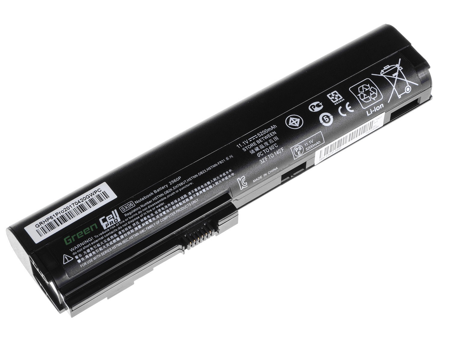 PRO Batterij voor HP EliteBook 2560p 2570p / 11,1V 5200mAh