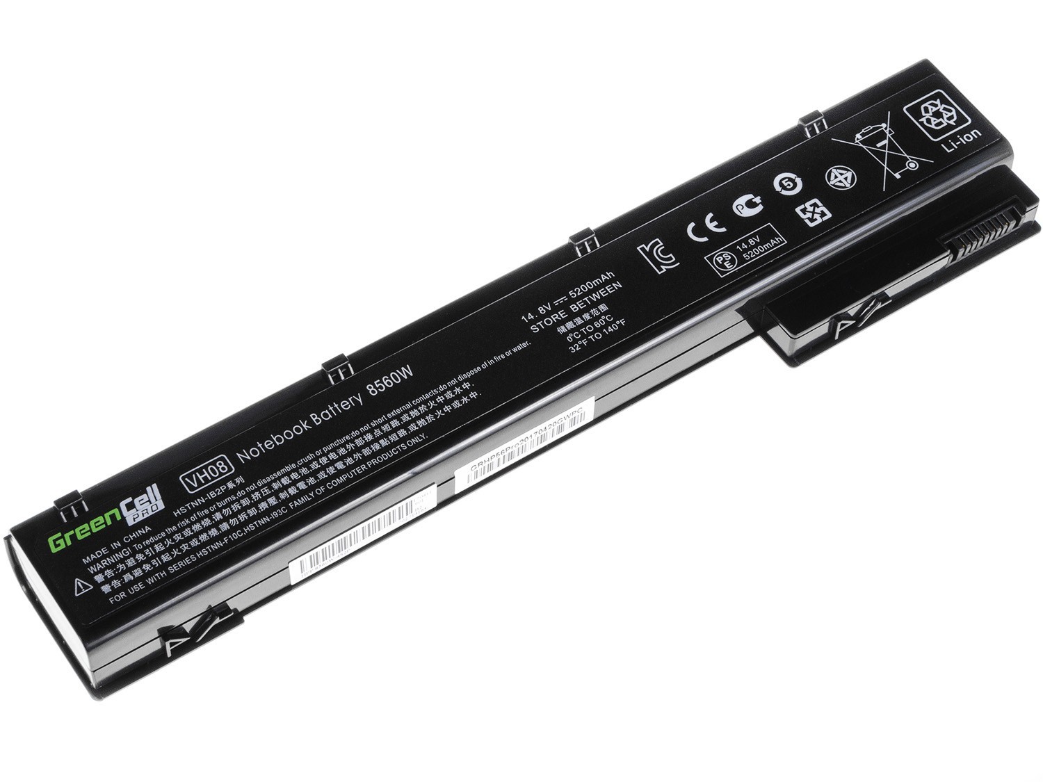 PRO Batterij geschikt voor HP EliteBook 8560w 8570w 8760w 8770w / 14,4V 5200mAh.