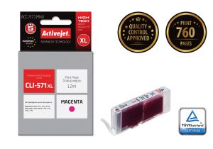 ActiveJet ACC-571MNX-inkt voor Canon-printer; Canon CLI-571M XL-vervanging; Opperste; 12 ml; magenta