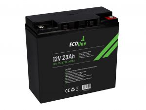 EcoLine - AGM 12V 23AH 23000mAh VRLA Batterij - 181 x 77 x167 - Deep Cycle Accu