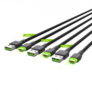 3x GC Ray USB-C 120cm kabel met groen LED verlichting, fast charging Ultra Charge, QC 3.0