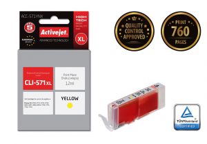 ActiveJet ACC-571YNX-inkt voor Canon-printer; Canon CLI-571Y XL-vervanging; Opperste; 12 ml; geel