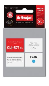 ActiveJet ACC-571CNX-inkt voor Canon-printer; Canon CLI-571C XL-vervanging; Opperste; 12 ml; cyaan