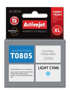 ActiveJet AE-805N-inkt voor Epson-printer, Epson T0805-vervanging; Opperste; 13,5 ml; lichtcyaan