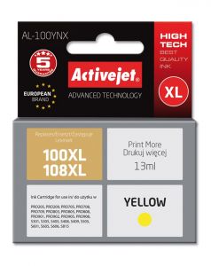 ActiveJet Al-100ynx-inkt voor Lexmark-printer; Lexmark 100XL, 108XL 14N1071E, 14N0901E vervanging; Opperste; 13 ml; geel