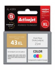 ActiveJet Al-43RX inkt voor Lexmark-printer; Lexmark 43XL 18YX143 Vervanging; Premie; 21 ml; kleur