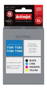 ActiveJet AEB-1285N inkt voor Epson-printer, Epson T1285-vervanging; Opperste; 1 x 15 ml, 3 x 13 ml; zwart, magenta, cyaan, geel