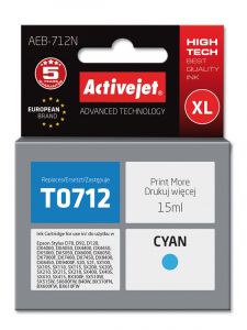 ActiveJet AEB-712N inkt voor Epson-printer, Epson T0712, T0892 Vervanging; Opperste; 15 ml; cyaan