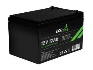 EcoLine - AGM 12V 12AH - 12000mAh VRLA Batterij -  151 x 98x 94(98) - Deep Cycle Accu