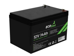 EcoLine - AGM 12V 14AH - 14000mAh VRLA Batterij - 151 x 98x 94(98) - Deep Cycle Accu
