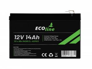 EcoLine - AGM 12V - 14AH VRLA Batterij - 151 x 98x 94(98) - Deep Cycle Accu
