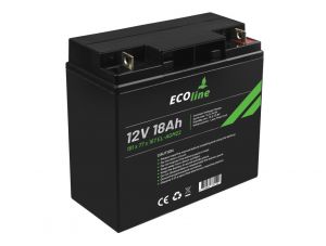 EcoLine - AGM 12V 18AH - 18000mAh VRLA Batterij - 181 x 77 x167 - Deep Cycle Accu