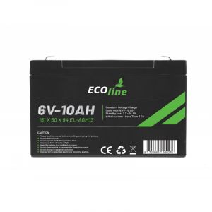 EcoLine - AGM 6V 10AH - 10000mAh VRLA Batterij - 151 x 50 x 94 - Deep Cycle Accu