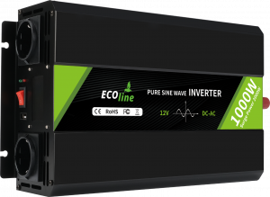EcoLine - Omvormer 12V Naar 220V / 230V - 1000w Vermogen - Zuivere sinus - Spanning Omvormer