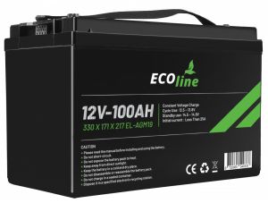 EcoLine - AGM 12V 100AH - 100000mAh VRLA Batterij - 330 x 171 x 217 - Deep Cycle Accu