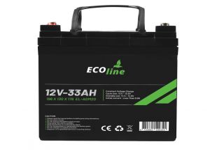 EcoLine - AGM 12V 33AH - 33000mAh VRLA Batterij - 196 x 130 x 174 - Deep Cycle Accu