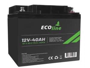 EcoLine - AGM 12V 40AH - 40000mAh VRLA Batterij - 197 x 165 x 175 - Deep Cycle Accu