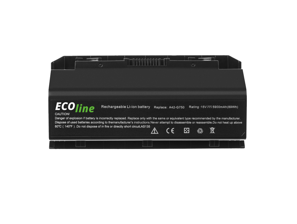 EcoLine - A42-G750 Batterij Geschikt voor de Asus G750 G750J G750JH G750JM G750JS G750JW G750JX G750JZ / 15V 5200mAh thumbnail 4