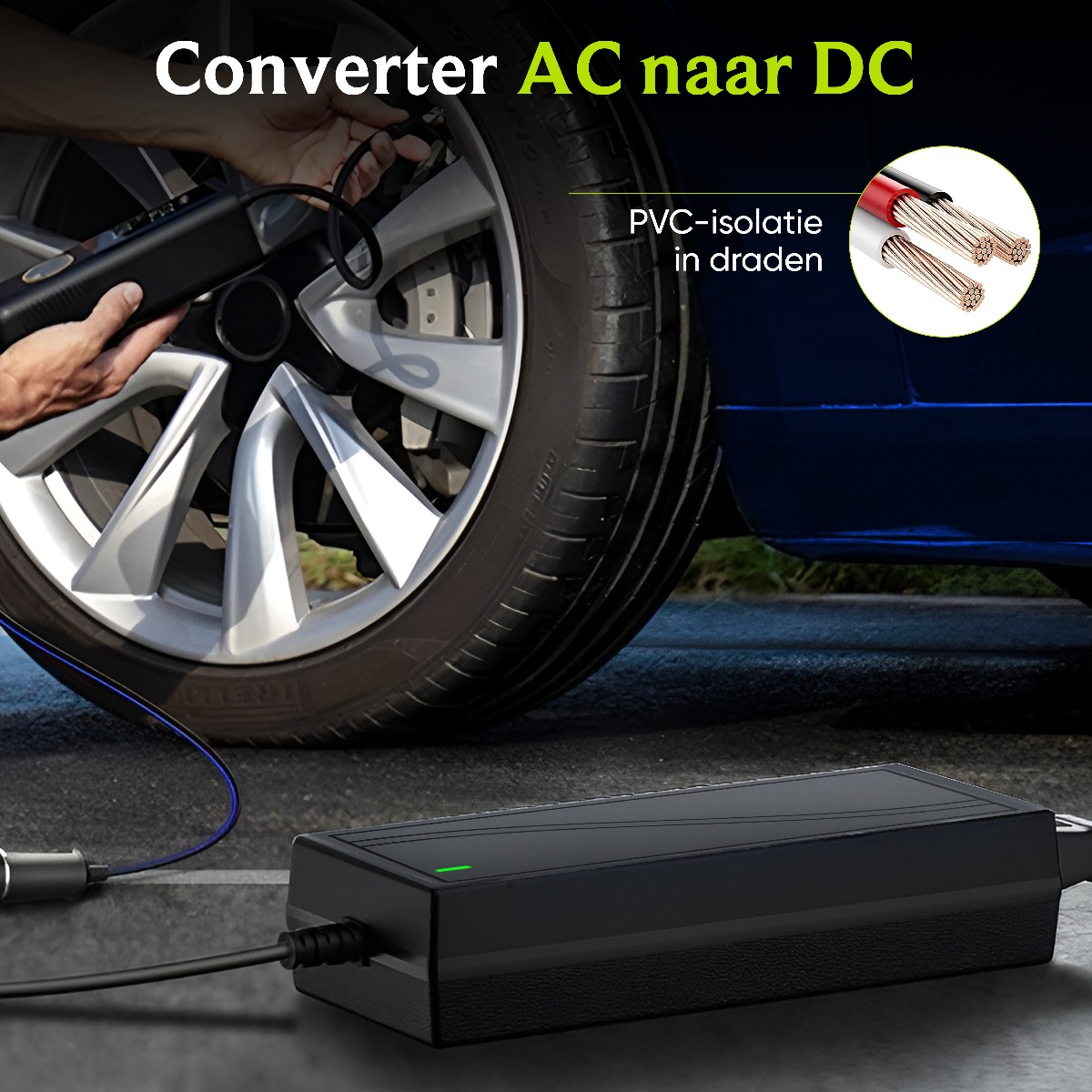 EcoLine - Adapter 230V naar 12V aansluiting 72W - Omvormer AC naar DC - voor Koelbox - zwart thumbnail 3