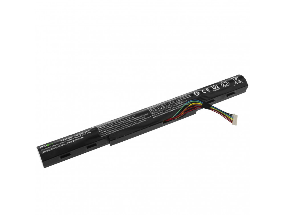 EcoLine - AS16A5K Batterij Geschikt voor de Acer Aspire E15 E5-553 E5-553G E5-575 E5-575G F15 F5-573 F5-573G / 14.6V 2600mAh