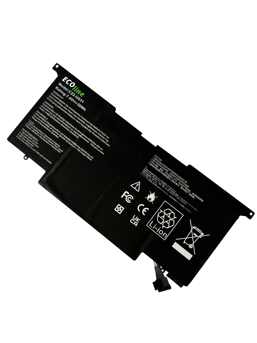 EcoLine - C22-UX31 Batterij Geschikt voor de Asus ZenBook UX31 UX31A UX31E / 7.4V 6200mAh