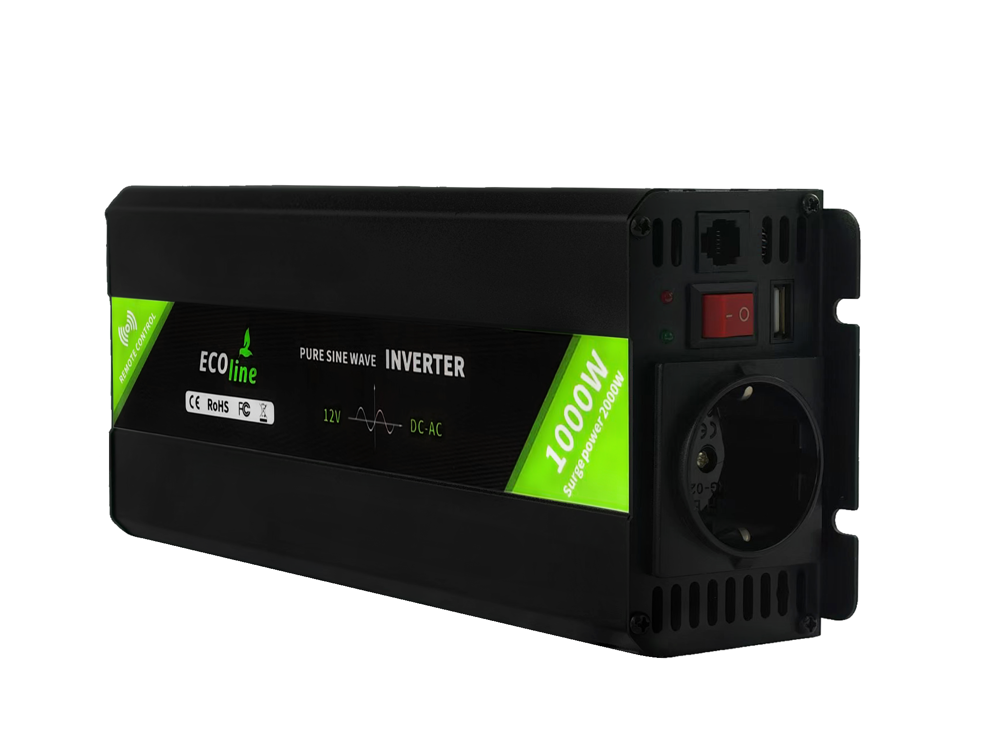 EcoLine - Omvormer 12V Naar 220V/230V - 1000w Vermogen - Zuivere sinus - Auto omvormer - Remote Controlled thumbnail 4