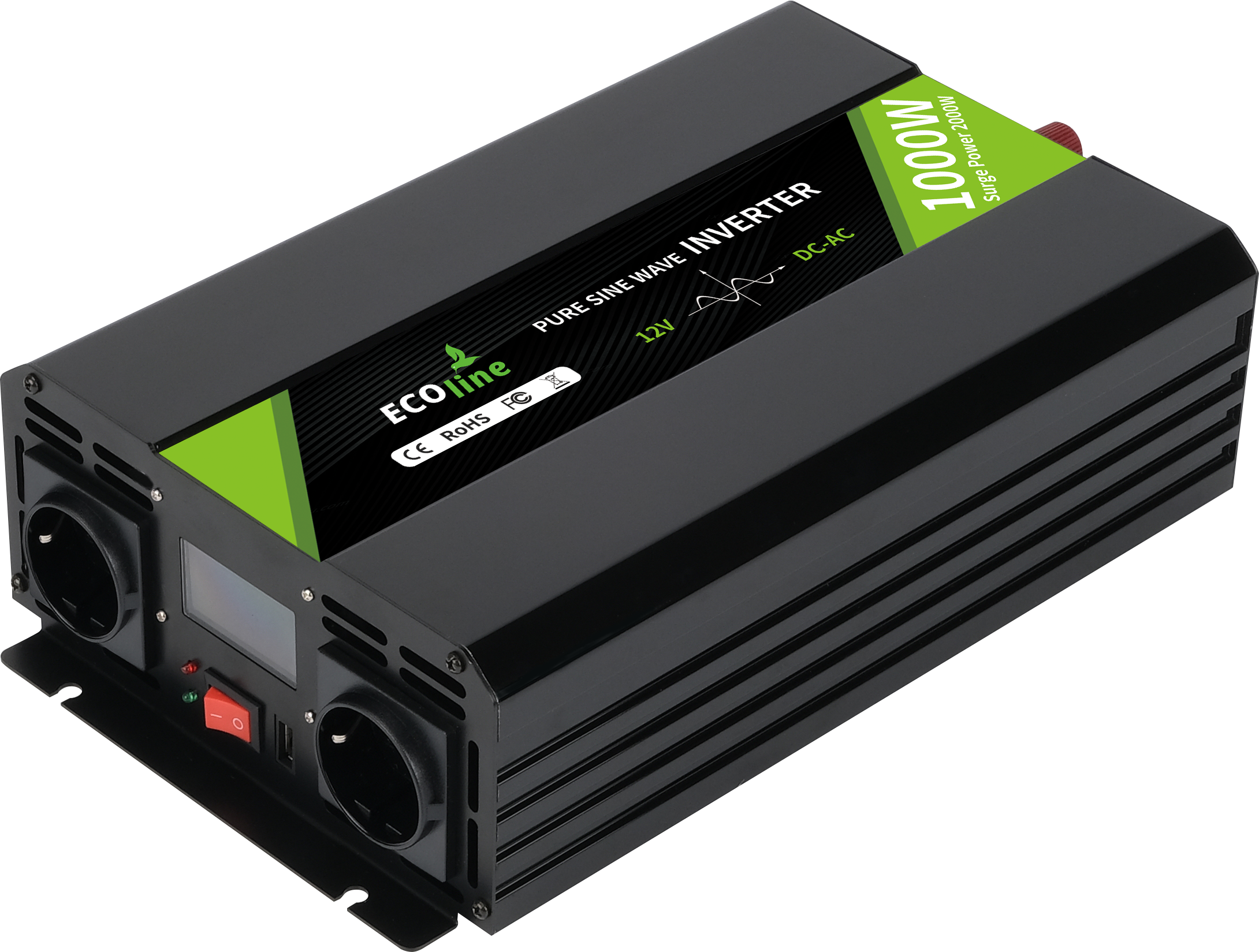EcoLine - Omvormer 12V Naar 220V / 230V - 1000w Vermogen - Zuivere sinus - Spanning Omvormer thumbnail 3