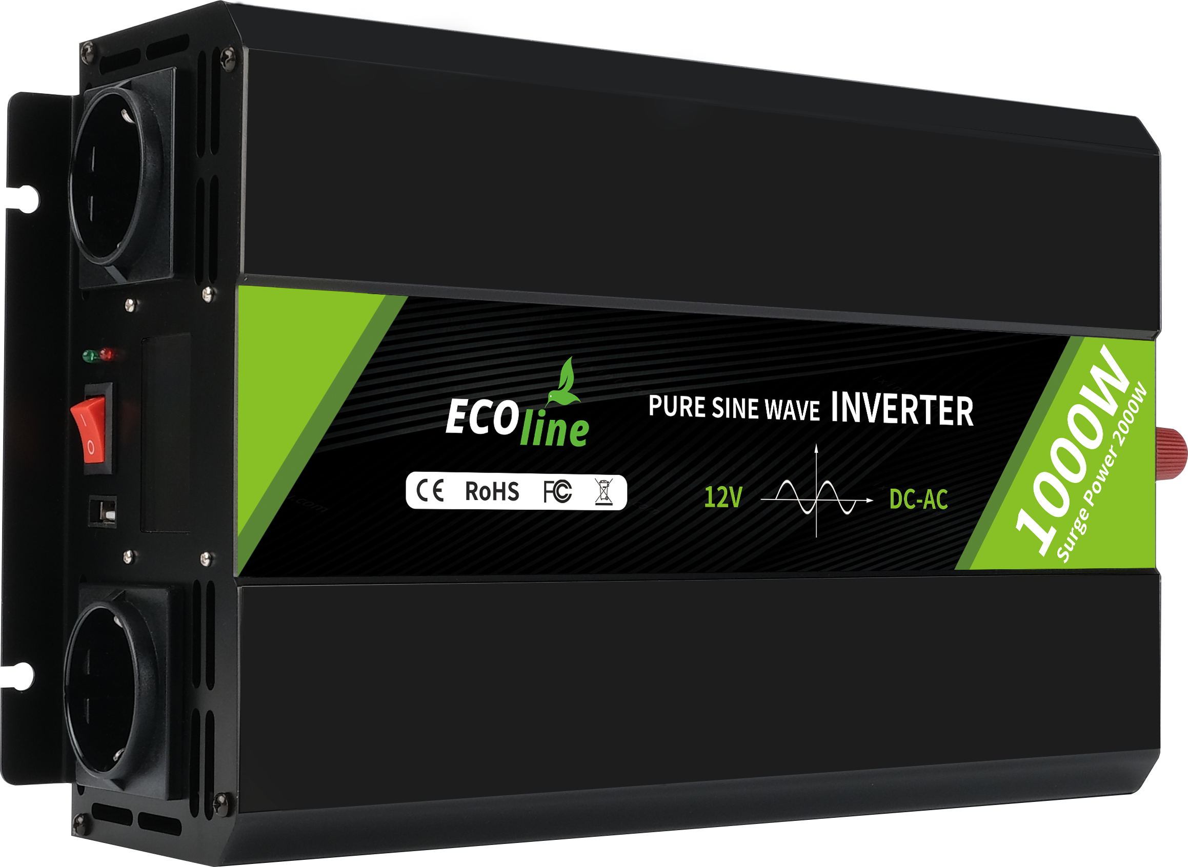 EcoLine - Omvormer 12V Naar 220V / 230V - 1000w Vermogen - Zuivere sinus - Spanning Omvormer