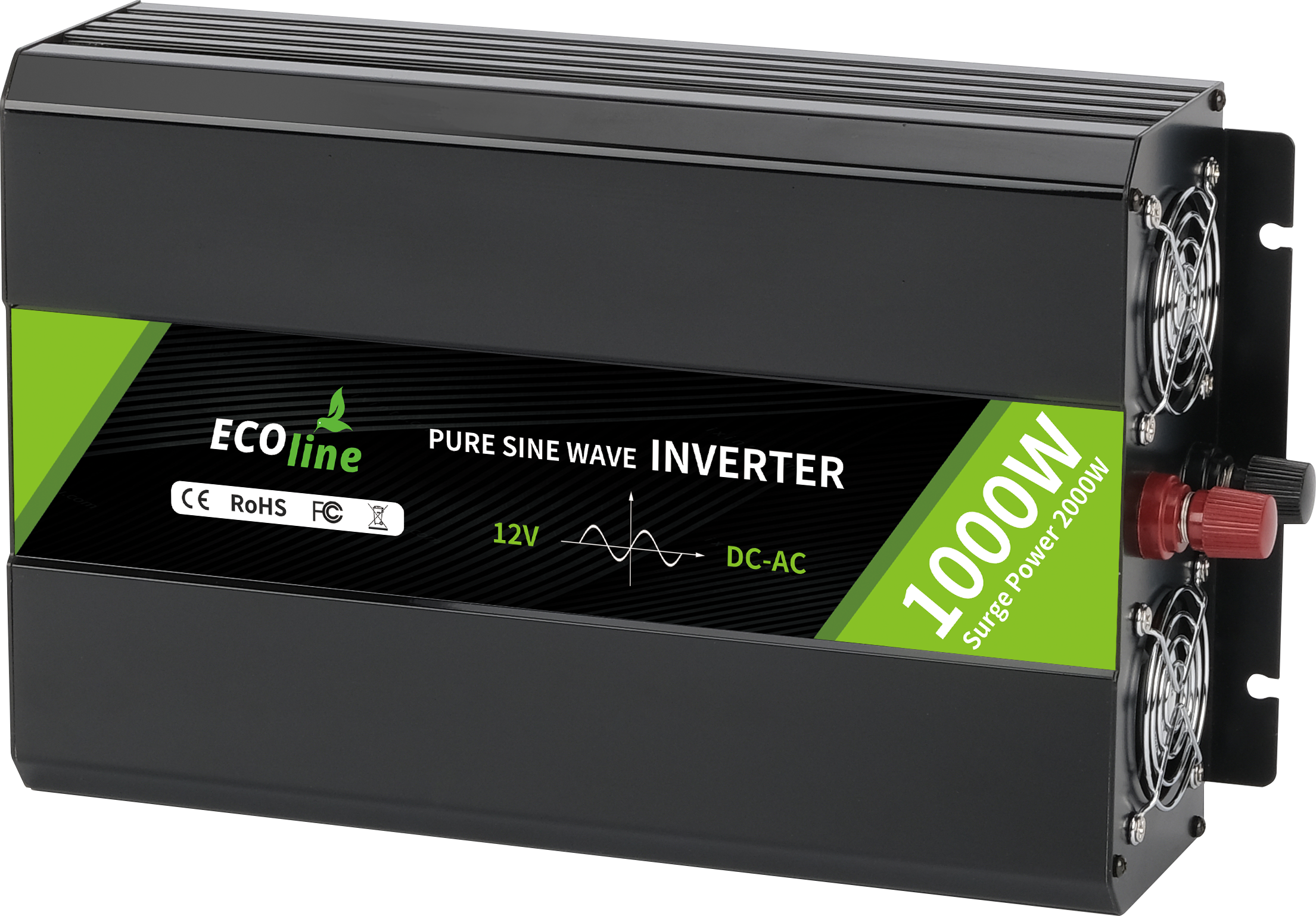 EcoLine - Omvormer 12V Naar 220V/230V - 1000w Vermogen - Zuivere sinus - Spanning Omvormer