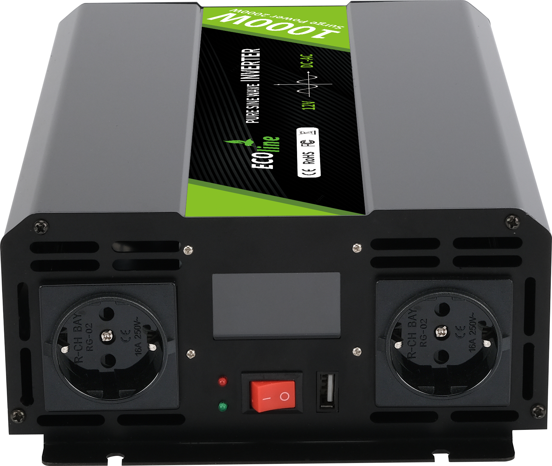 EcoLine - Omvormer 12V Naar 220V / 230V - 1000w Vermogen - Zuivere sinus - Spanning Omvormer thumbnail 7
