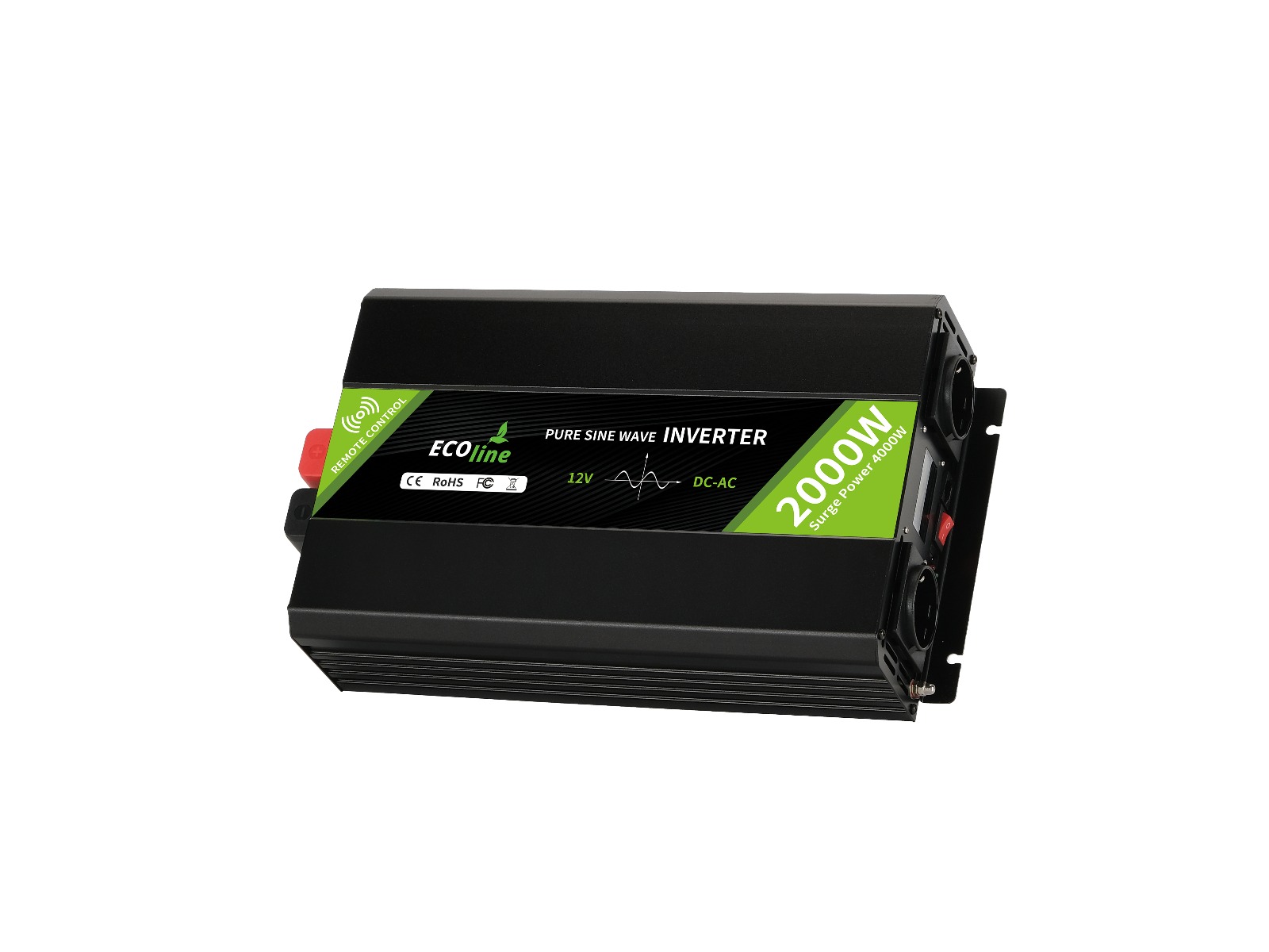EcoLine - Omvormer 12V Naar 220V/230V - 2000w Vermogen - Zuivere sinus - Spanningomvormer - Remote Controlled thumbnail 4