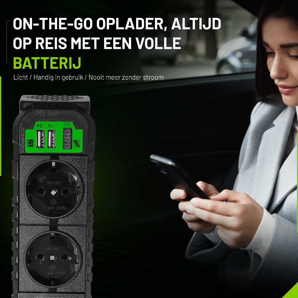 EcoLine - Auto Omvormer 12V Naar 220V/230V - 200W stekkerdoos / stopcontact voor in de auto met 2x USB thumbnail 5