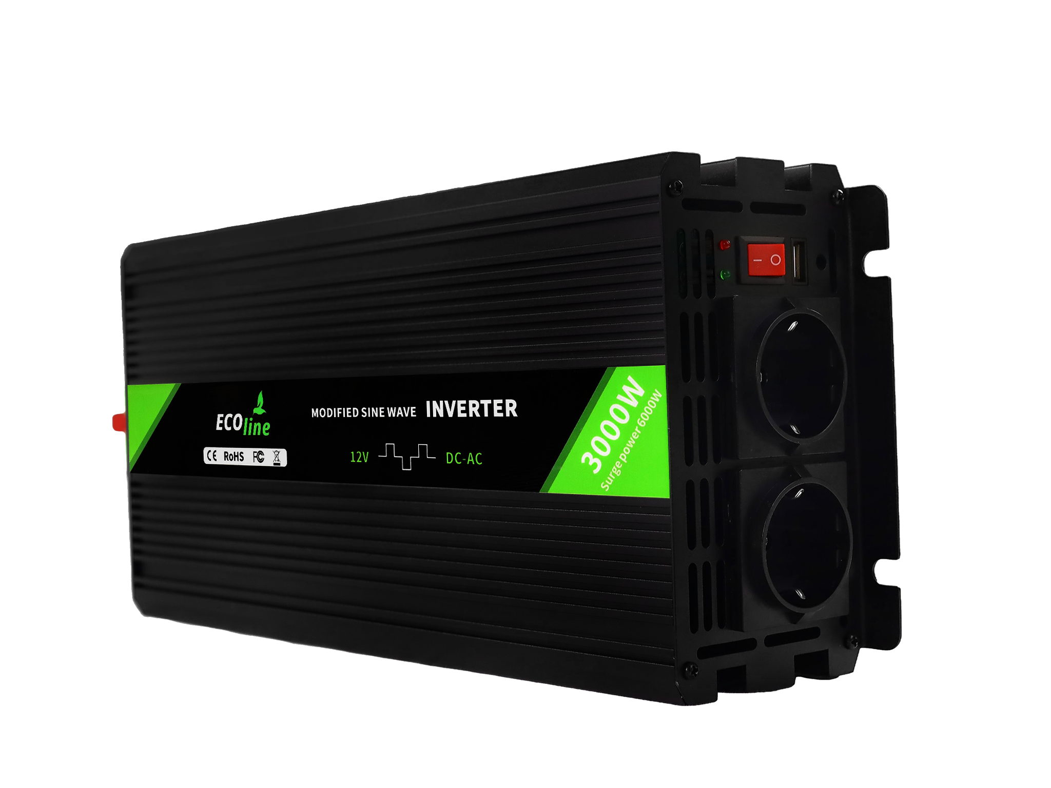 EcoLine - Omvormer 12V Naar 220V/230V - 3000w Vermogen - Gemodificeerde sinus - Spanningomvormer