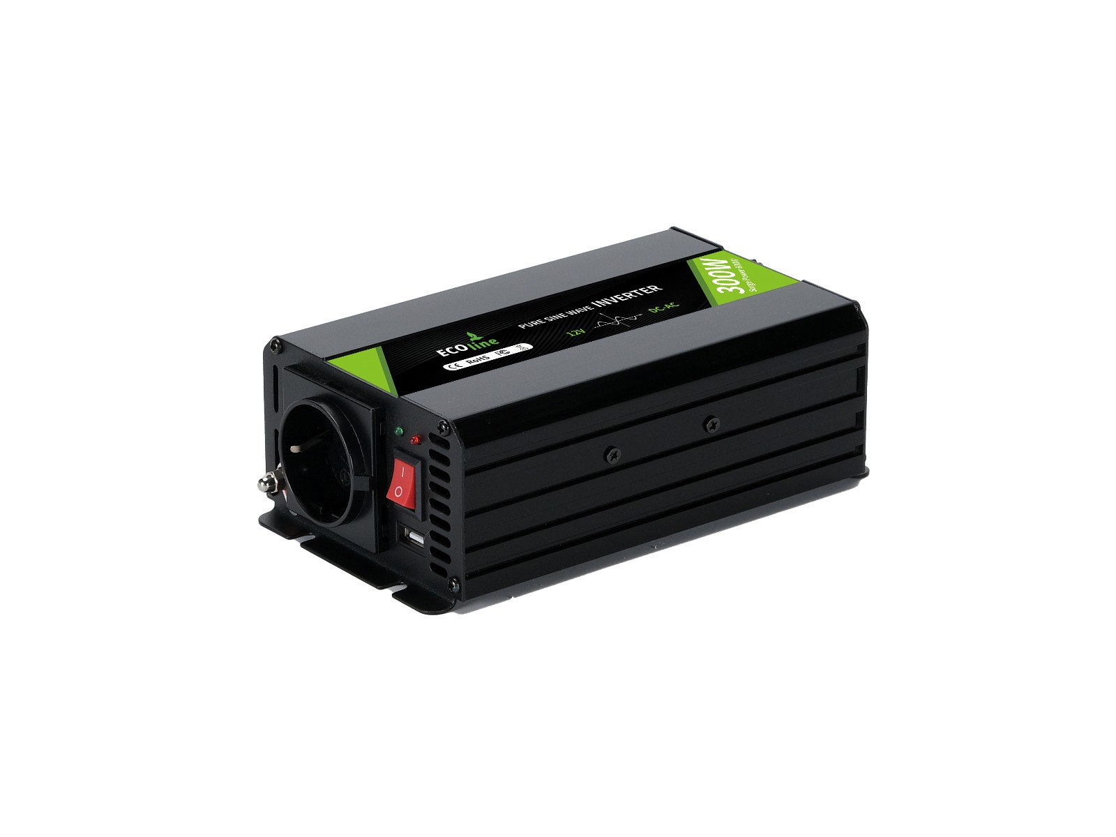 EcoLine - Omvormer 12V Naar 220V / 230V  - 300w Vermogen - Zuivere sinus - Spanningomvormer thumbnail 6