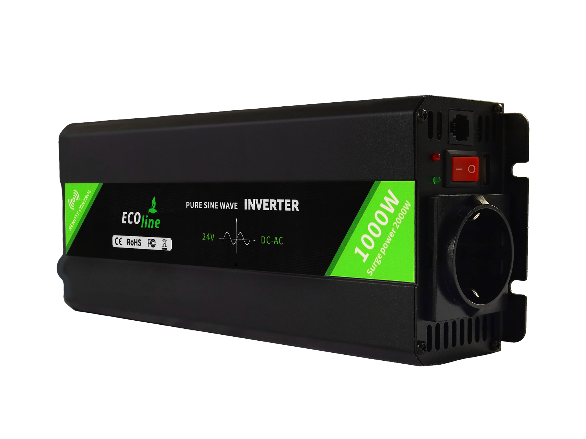 EcoLine - Omvormer 24V Naar 220V/230V - 1000w Vermogen - Zuivere sinus - Auto omvormer - Remote Controlled