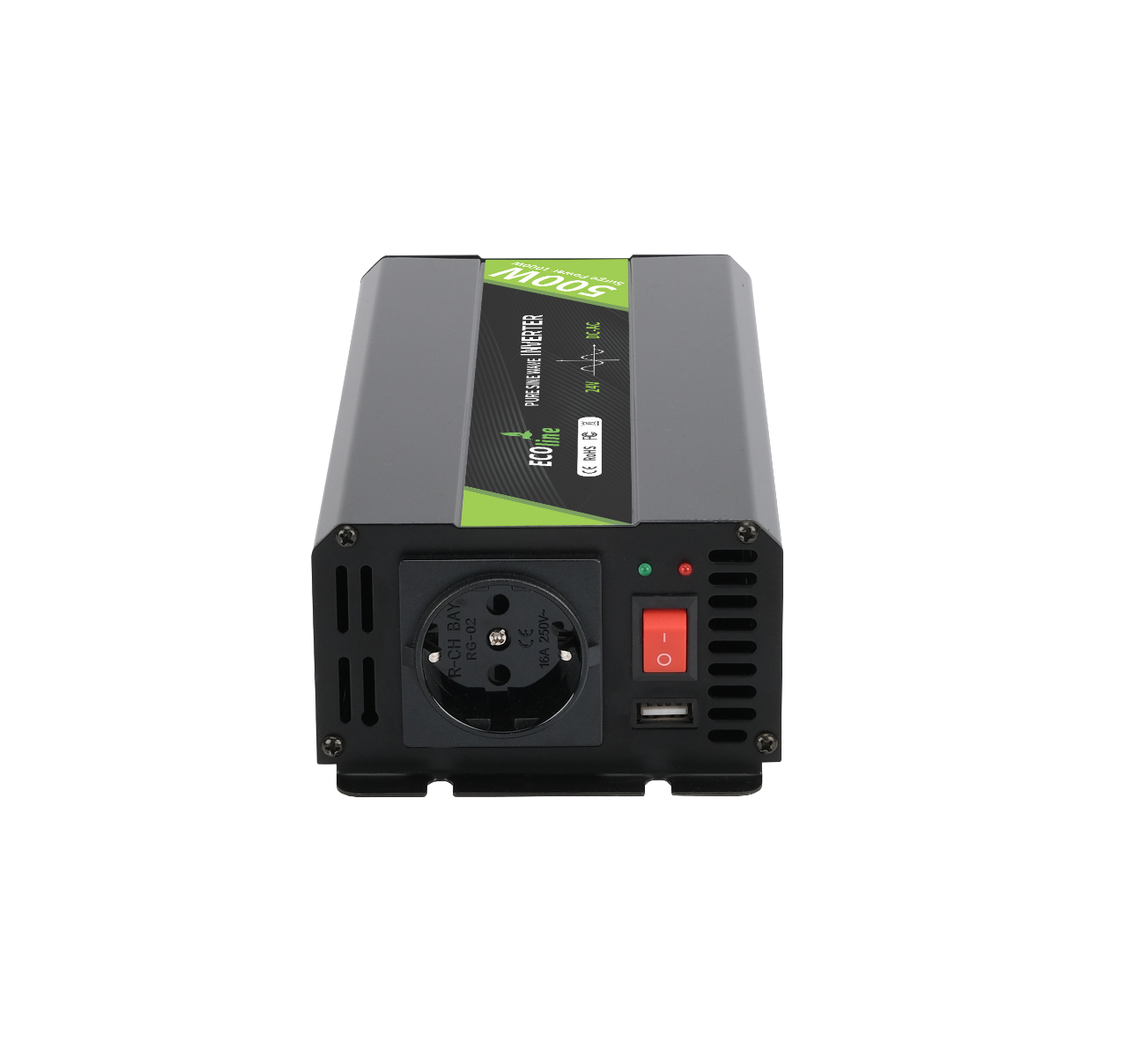 EcoLine - Omvormer 24V Naar 220V/230V - 500w Vermogen - Zuivere sinus - Spanningomvormer thumbnail 5