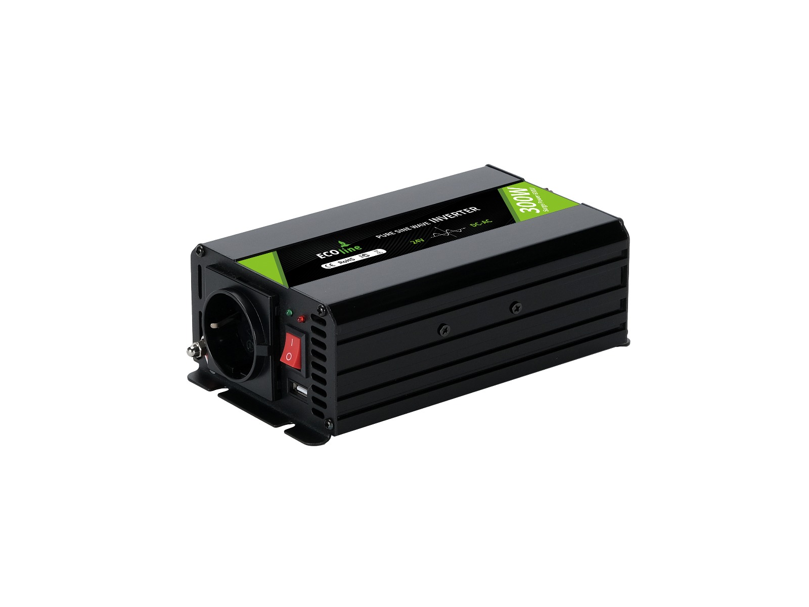 EcoLine - Omvormer 24V Naar 220V/230V  - 300w Vermogen - Zuivere sinus - Spanningomvormer thumbnail 7