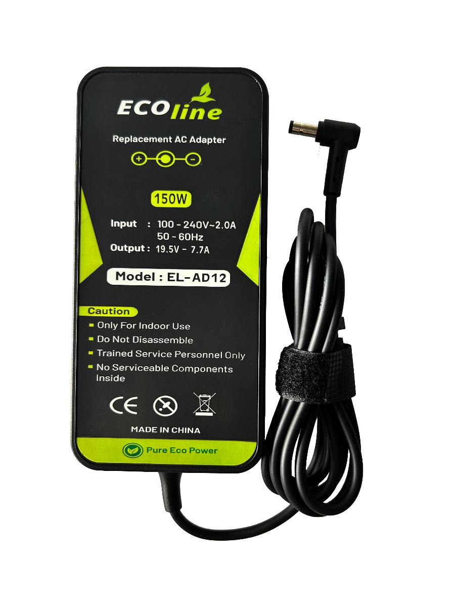 EcoLine - Oplader / AC Adapter - Geschikt voor de Asus G550 G551 G73 N751 MSI GE60 GE62 GE70 GP60 GP70 GS70 PE60 PE70 - 19.5V 7.7A 150W