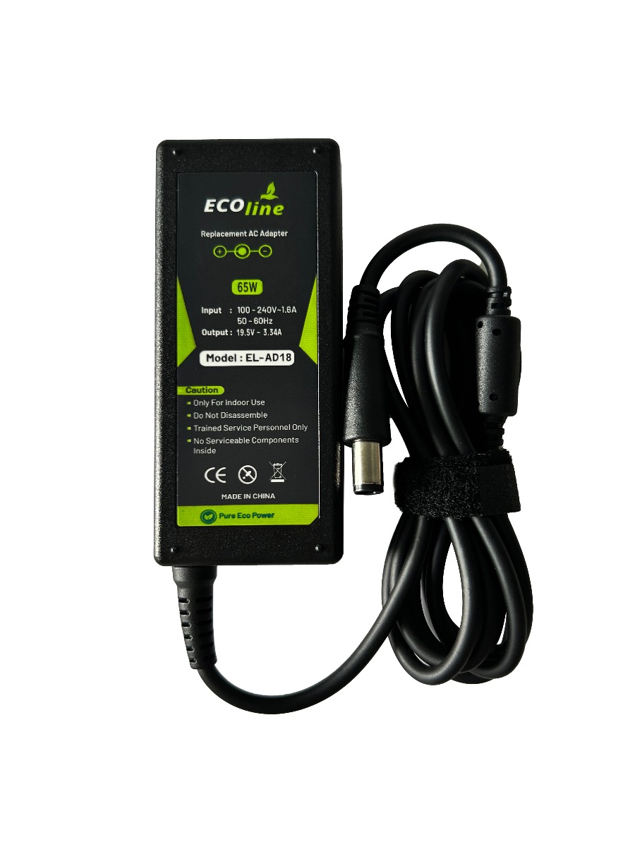 EcoLine - Oplader / AC Adapter - Geschikt voor de Dell Inspiron 15 1525 3541 3541 Latitude 3350 3460 E4200 XPS 13 L321x L322x - 19.5V 3.34A 65W